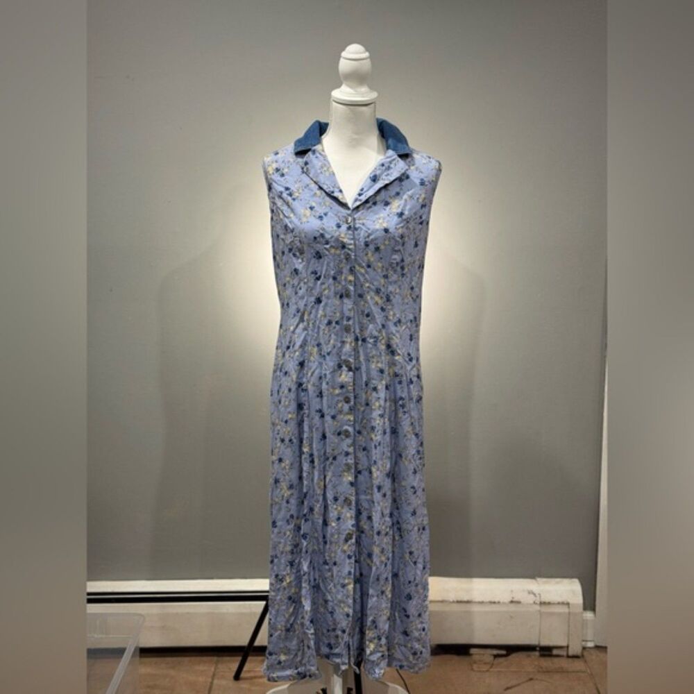 SALE! Blue Vintage Dress Barn Floral Button Down Dress Size 14W EUC